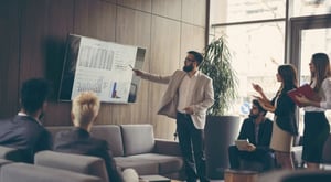 Man giving presentation in room